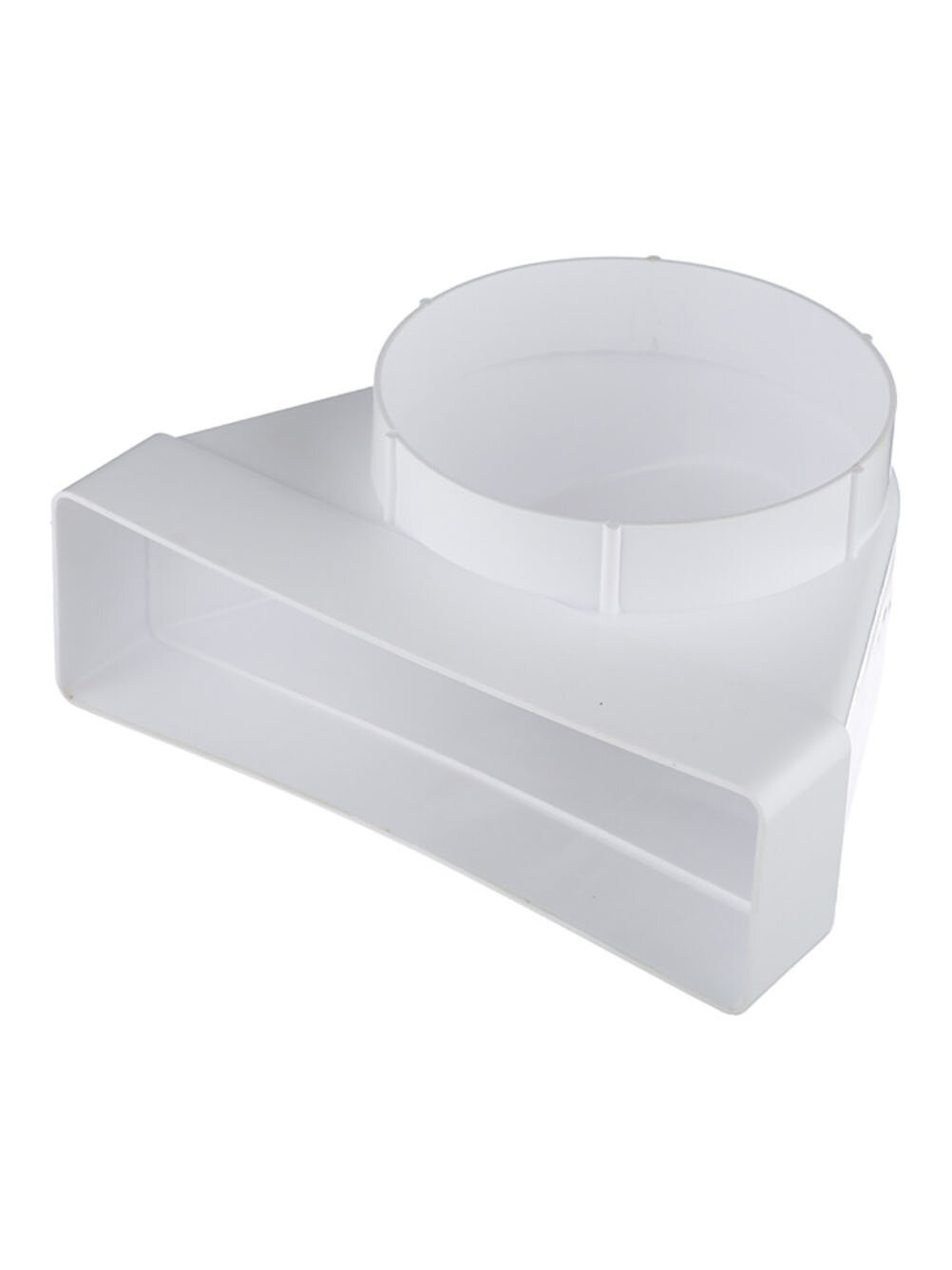 Соединитель угловой пластиковый для плоских воздуховодов 60х204 мм 90 град с круглыми d125 мм фланцевое соединение