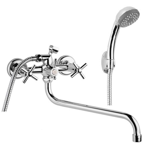 Двухвентильный смеситель для ванны с душем V7529VS силумин хром