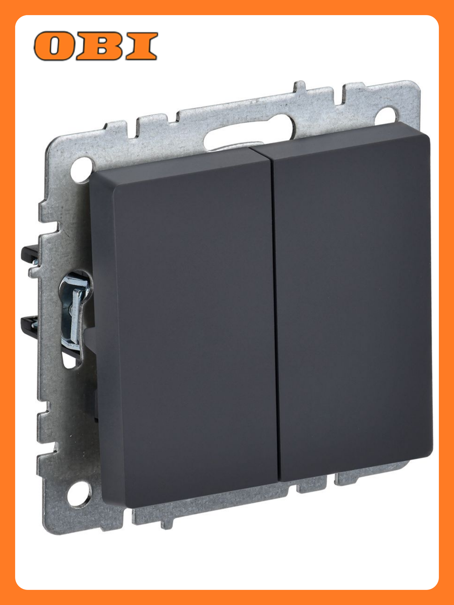 Выключатель IEK BRITE ВС10-2-0-БрГ черный пластик 2 клавиши IP20