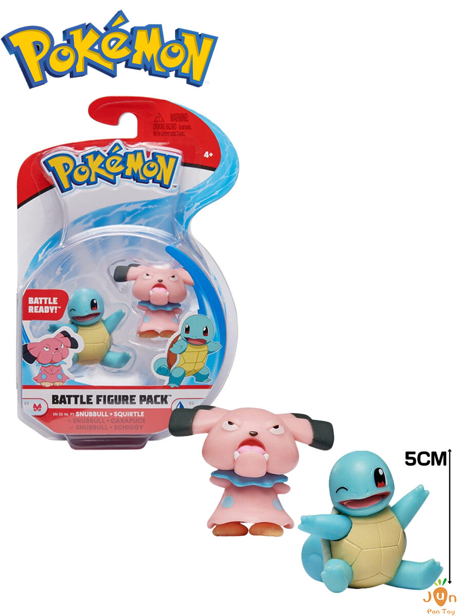 Фигурка Покемон Сквиртл И Снаббулл 5CM Pokemon Battle Figures Squirtle & Snubbull / Коллекционные игрушки с героями мультфильмов, подходящие для подарков на день рождения мальчикам старше 4 лет
