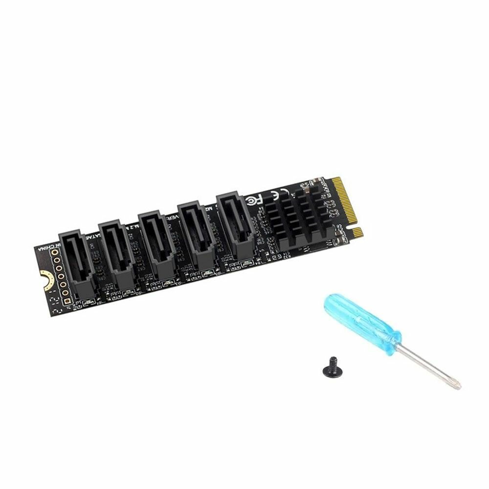 Контроллер PCIe M.2 (JMB585) 5 x SATA, SATA 3.0 (6Gb/s) (ORIENT M2-J585S5) — фото 1