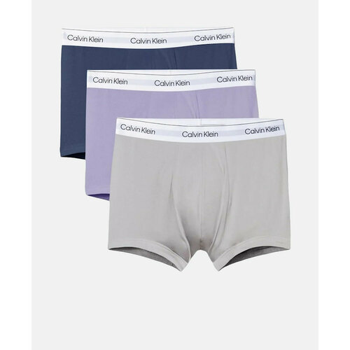 фото Трусы calvin klein icon relaxed dart trunk, комплект из 3 шт., размер xl, серый, синий, фиолетовый