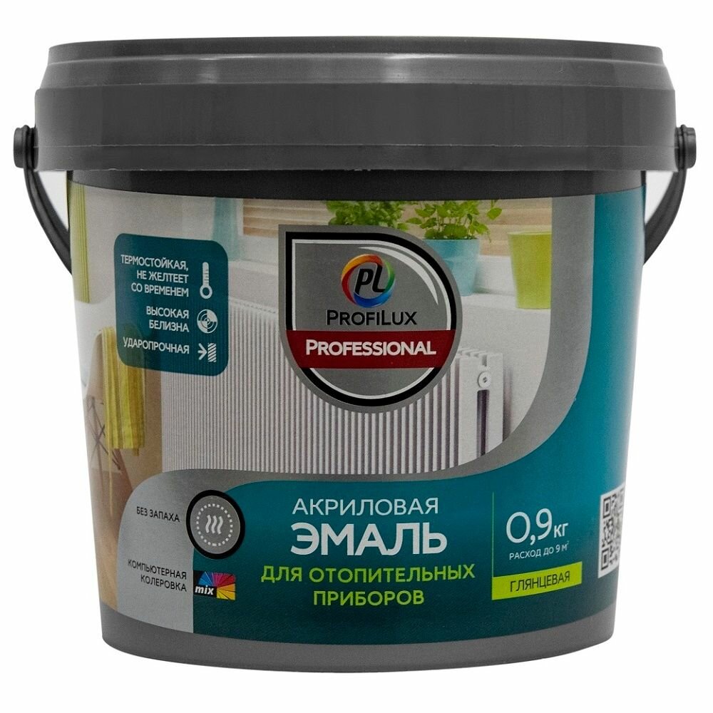 Эмаль акриловая для отопительных приборов ProfiLux Professional глянцевая (09кг)