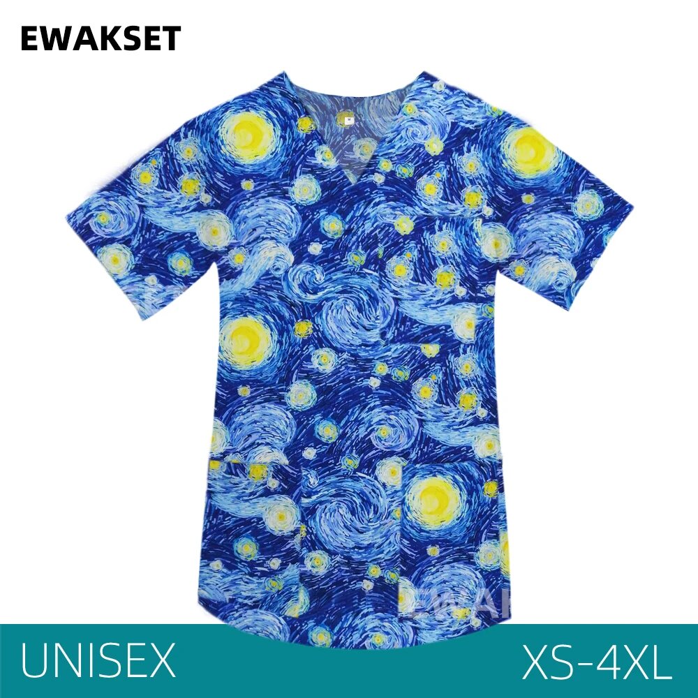 EWAKSET Медицинский халат с принтом Ван Гога, XXL, top