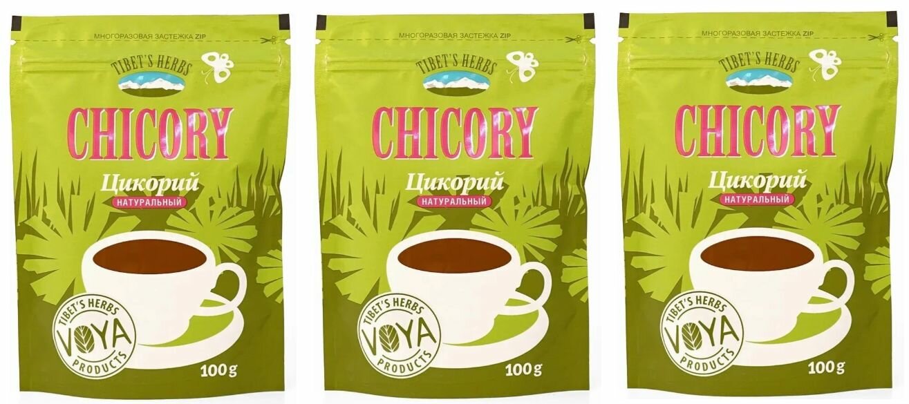 Tibet's Herbs Цикорий растворимый натуральный, 100 гр - 3 штуки