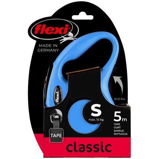 Поводок-рулетка Flexi New CLASSIC S, 5 м, 15 кг, синий
