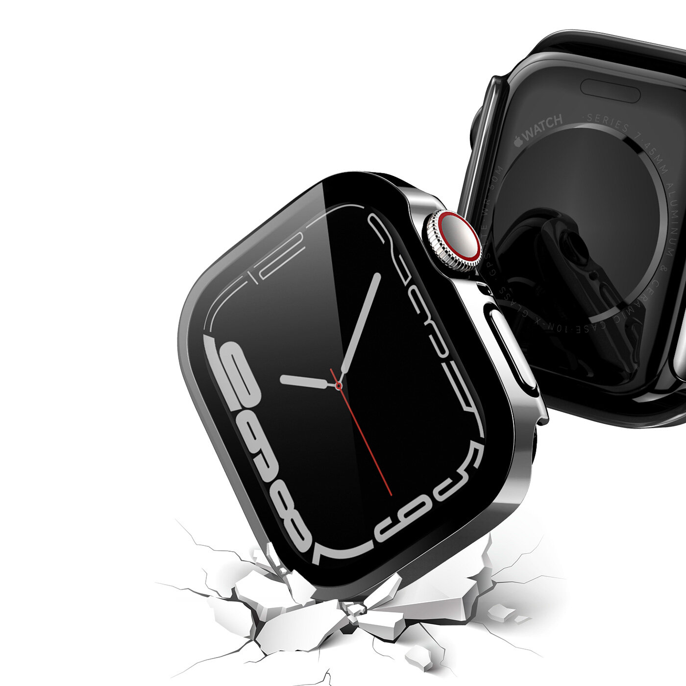 Чехол-бампер черный из TPU от Dux Ducis для часов Apple Watch 45мм на модели 7, 8 и 9 серии, серия Hamo Series Case — фото 1