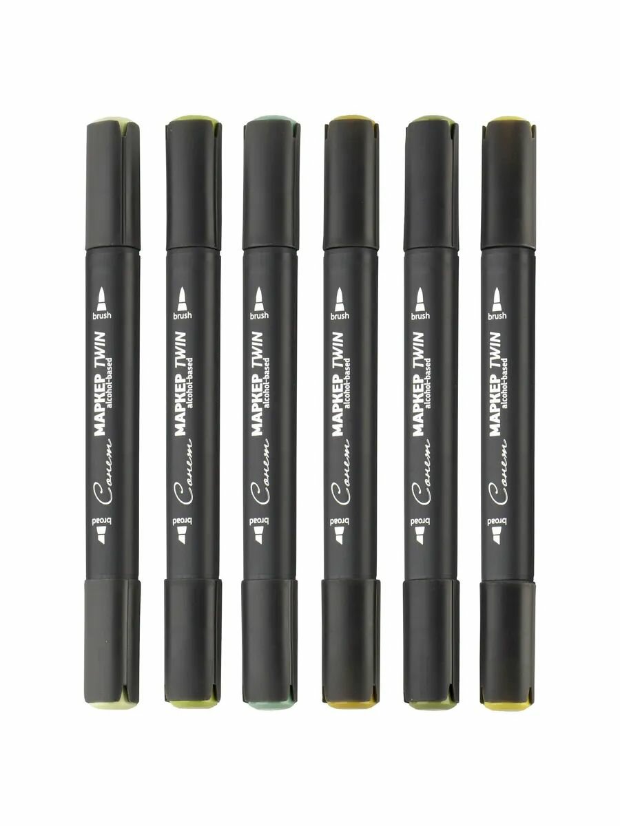 Маркеры для скетчинга Невская палитра Сонет Twin Brush "Зеленые цвета №1", 6 штук 211412586