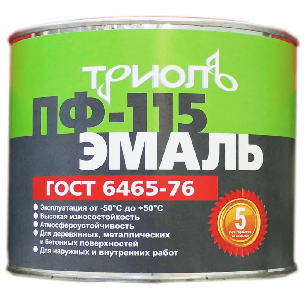 Эмаль ПФ-115 ярко-зеленая 5кг ГОСТ (триоль) (1/2)
