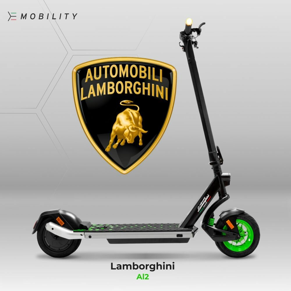 Электросамокат Lamborghini Autobili AL2, складной, зеленый, максимальная нагрузка 120кг