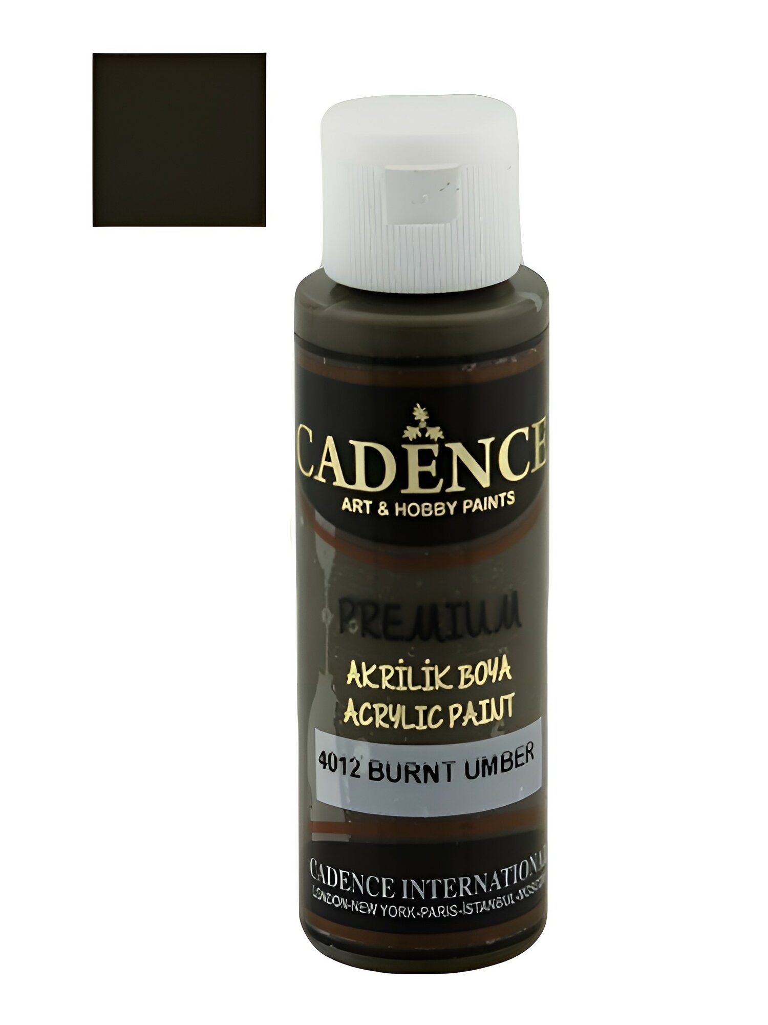 Акриловая краска Cadence Premium Acrylic Paint, 70 мл. Burnt Umber-4012
