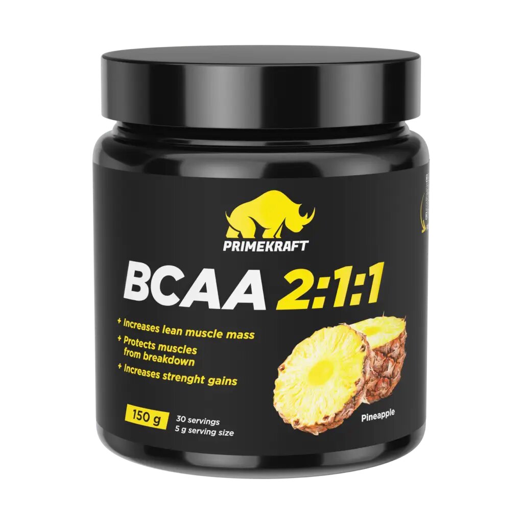 Комплекс аминокислот БЦАА 211ВСAА 211 Prime Kraft со вкусом ананас порошок банка 150 г 1 шт