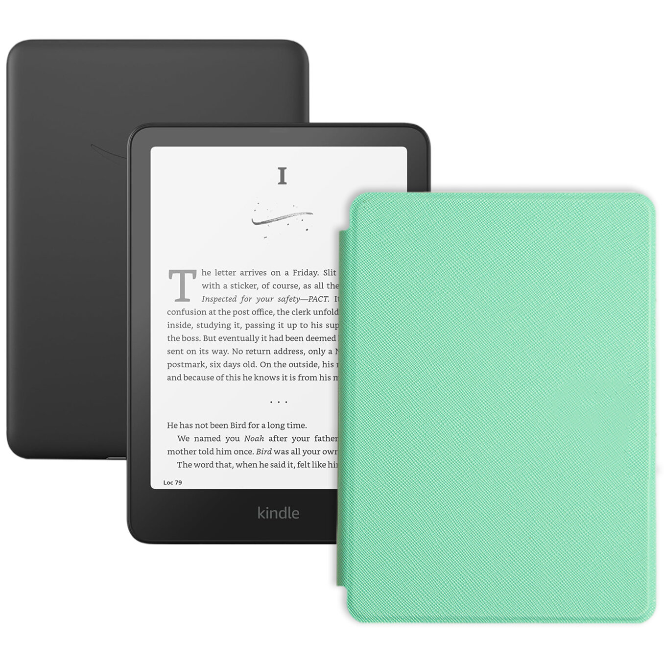 Электронная книга Amazon Kindle PaperWhite 12 2024 16Gb Black (рекламная версия) с обложкой ReaderONE, Light Green — фото 1