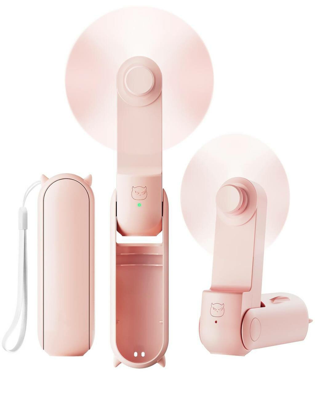 Мини вентилятор, портативный, беспроводной, с PowerBank, розовый
