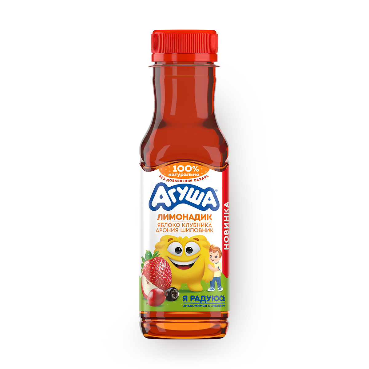 Лимонад Агуша "Яблоко, клубника, шиповник", детский, без сахара, 0,3 л
