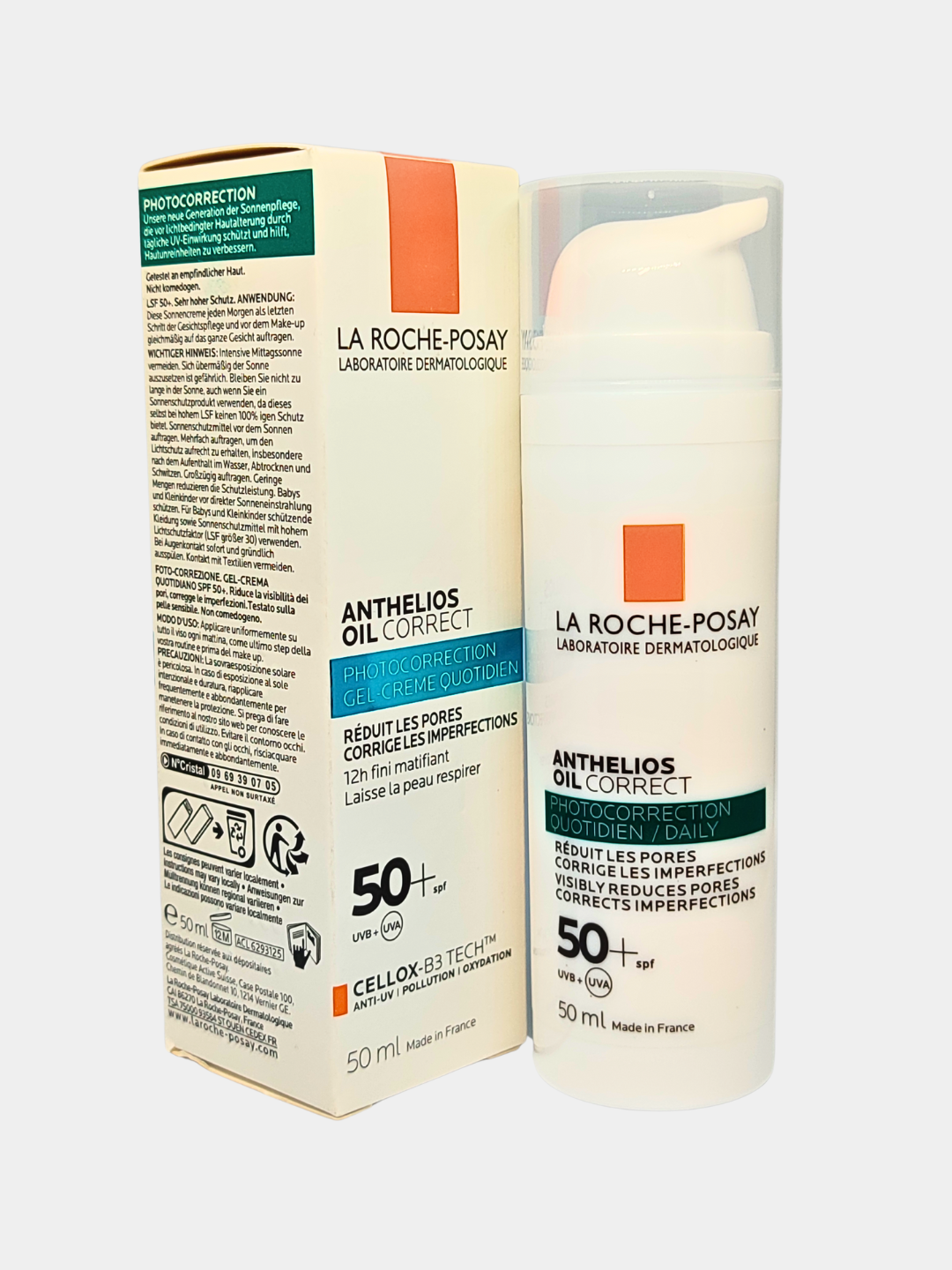 Солнцезащитный крем La Roche-Posay Anthelios Oil Correct SPF 50+, против пятен и морщин, 50мл — фото 1