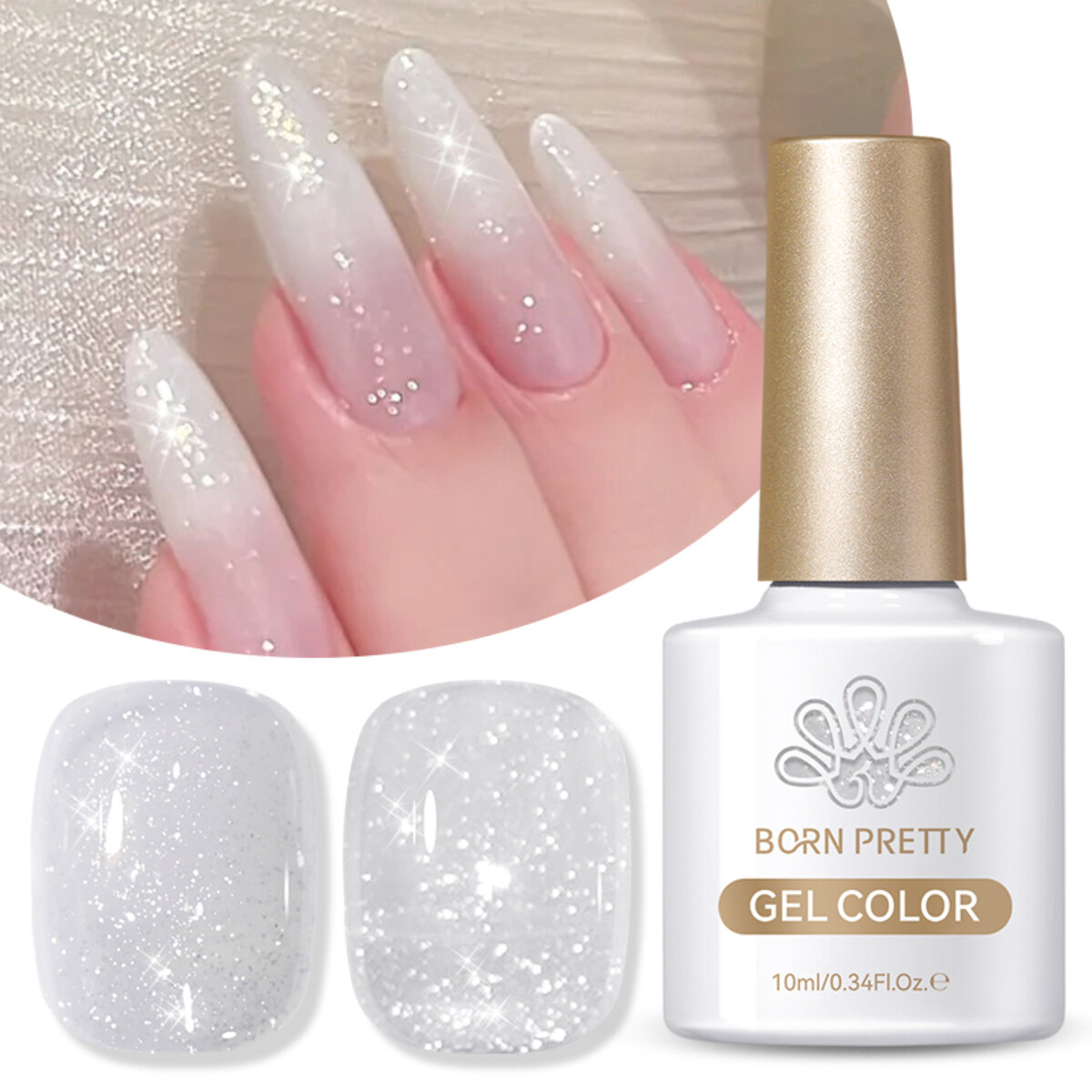 Born Pretty, Reflective Glitter Gel-SZ12 - светоотражающий гель-лак, 10 мл
