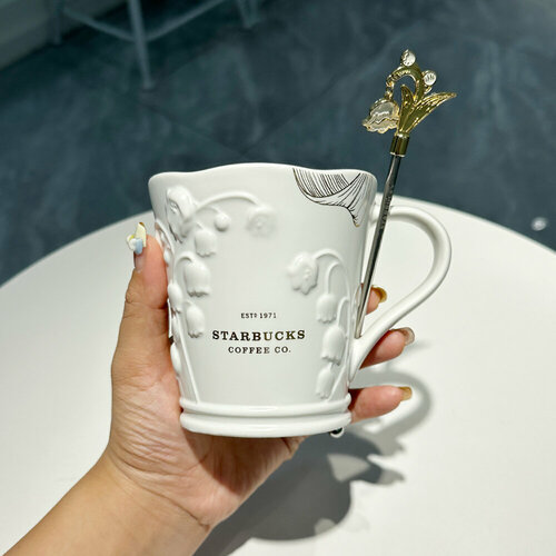 Кофейная кружка Starbucks, украшение «Колокольчик», 410 мл, перемешивающий стержень