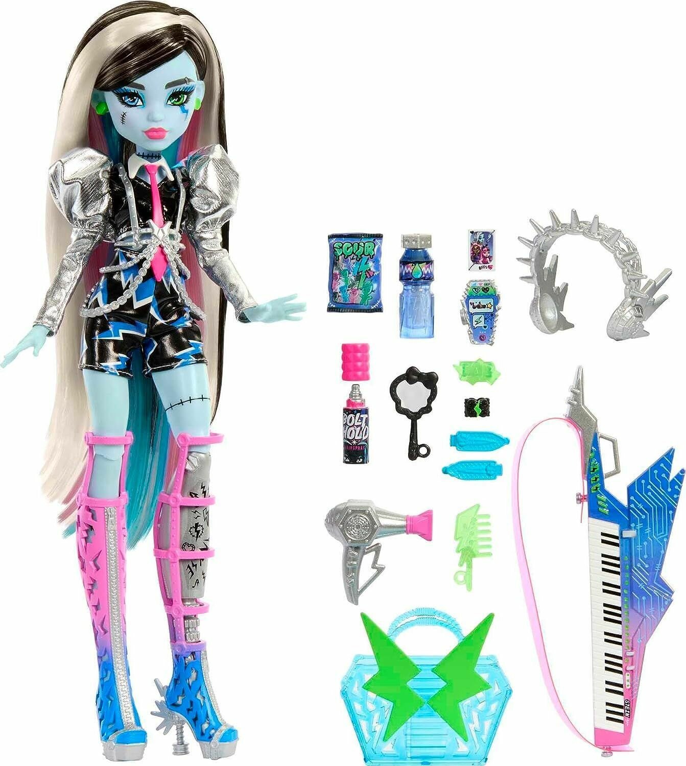 Кукла Монстер Хай Френки Штейн Рок-Звезда - Monster High Amped Up Frankie Stein Rockstar with Instrument and Performance-DERVB
