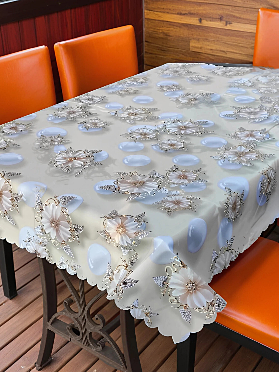 Скатерть на стол"Laid Table" 105 х 135 см, клеенка для кухни, водоотталкивающая, декор для дома и дачи