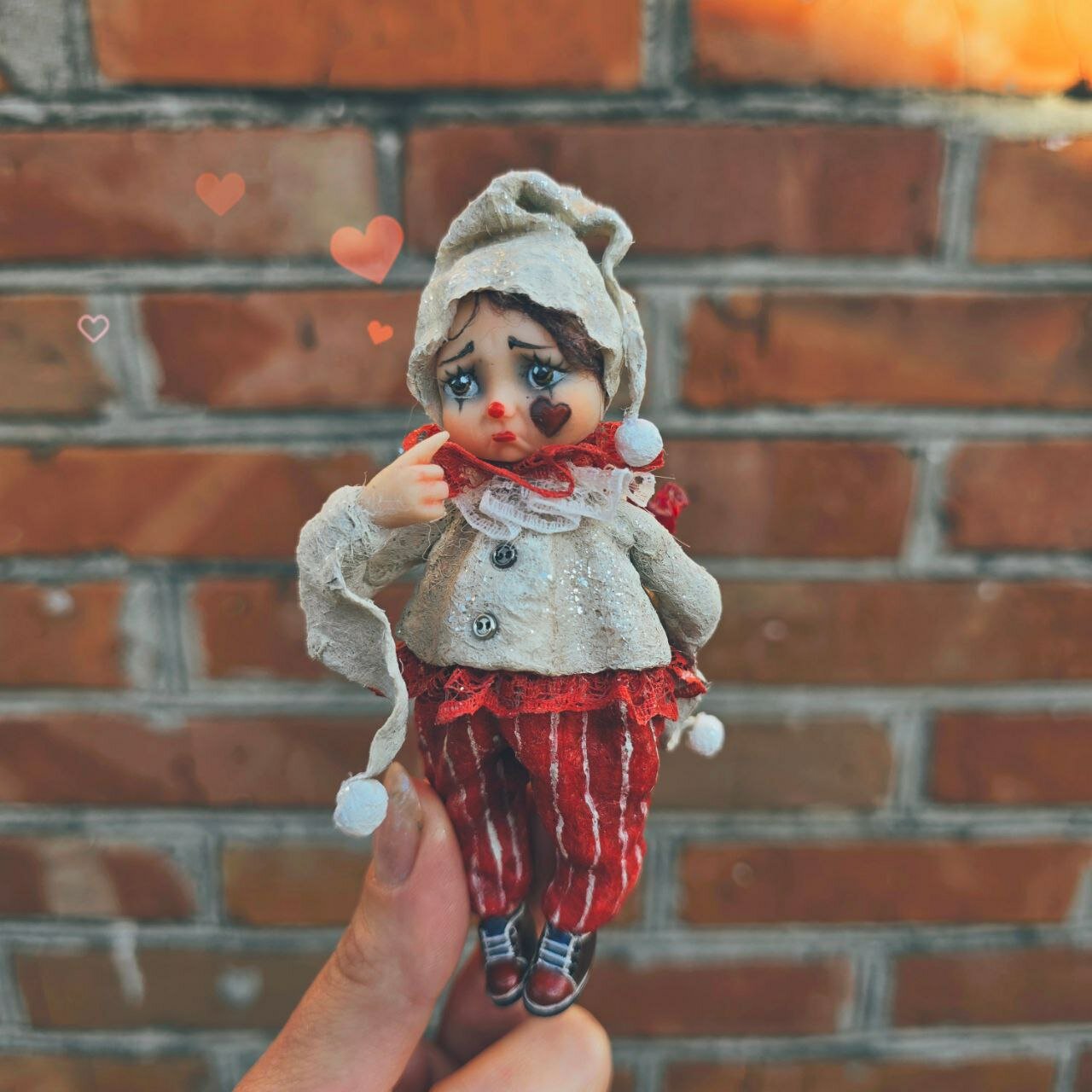 Коллекционная редкая ватная елочная игрушка из льяной ваты "цирк" 10 см