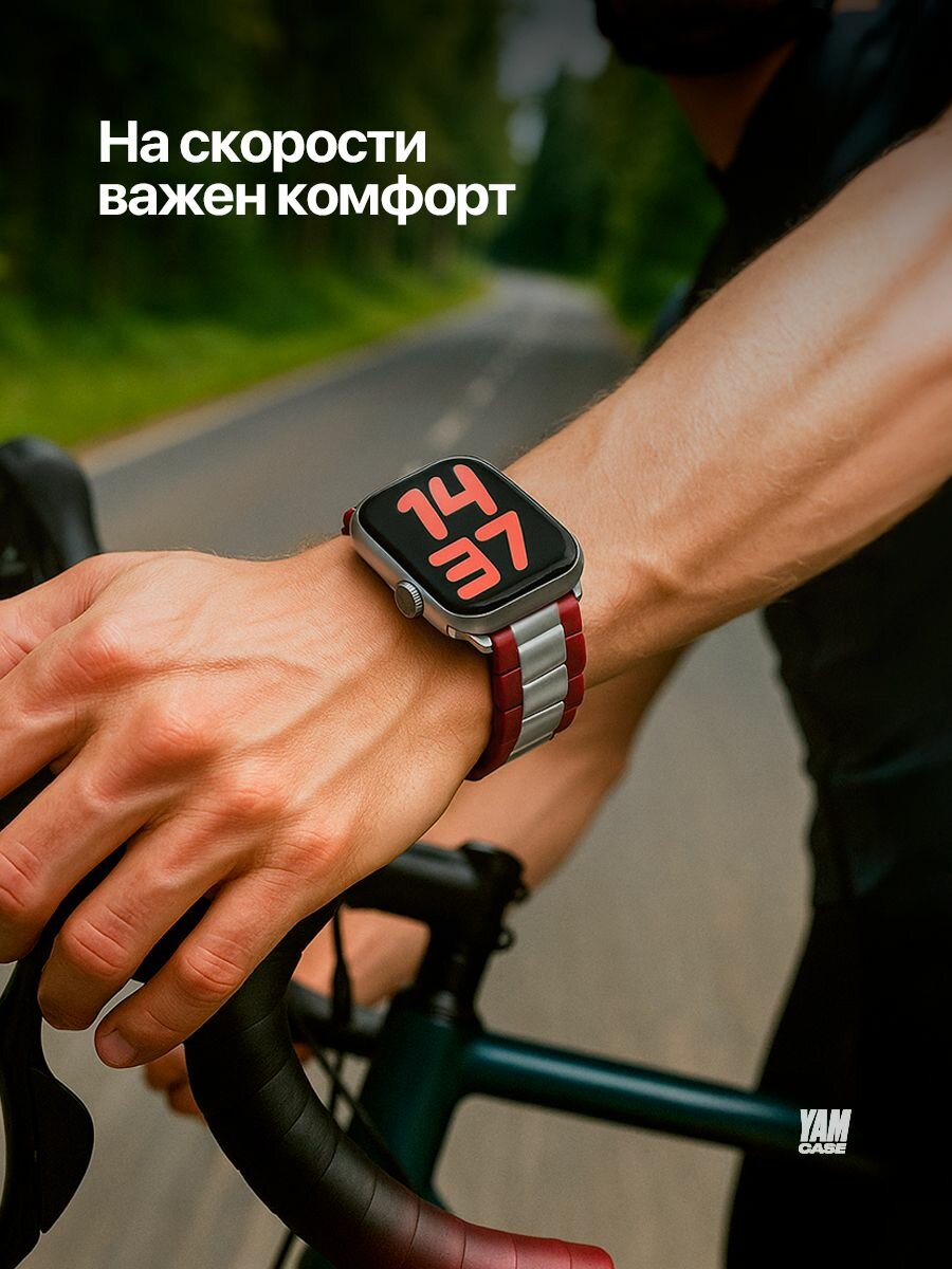 Ремешок для часов Apple Watch 38/40/41/42 mm бордово/красный