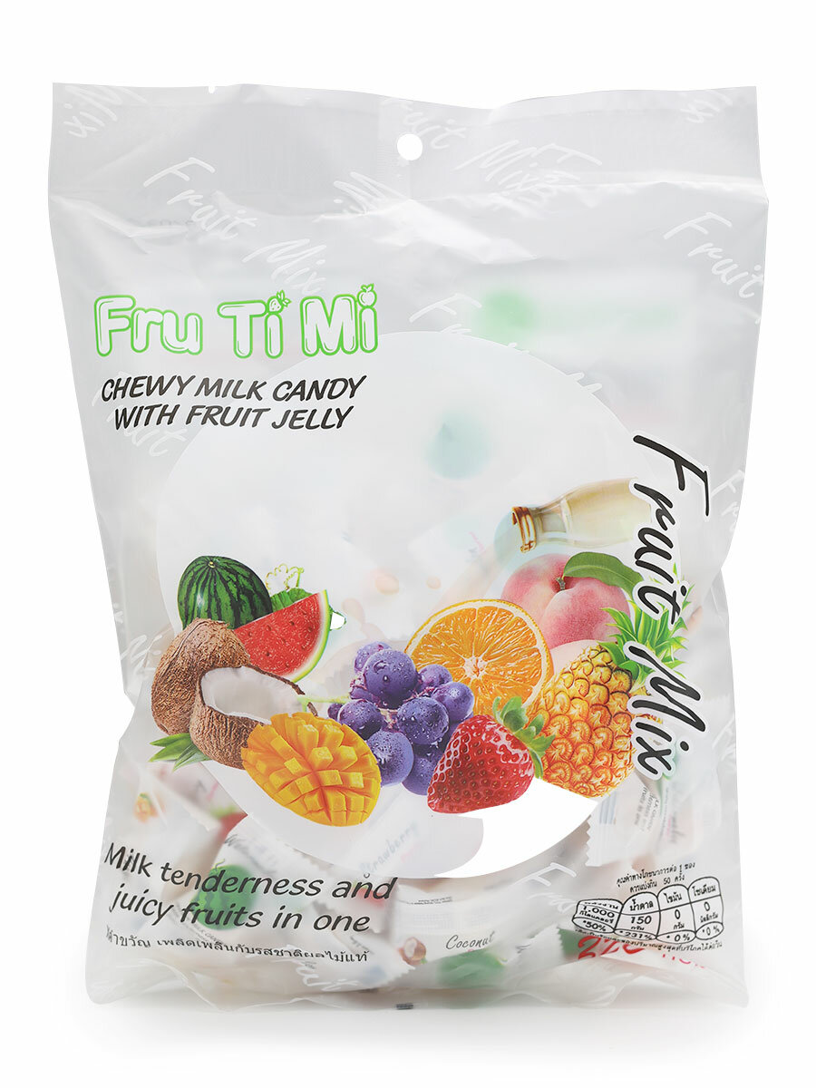 Fru Ti Mi Молочные ириски с желейной начинкой Фруктовый Микс Chewy Milk Candy With Fruit Jelly, 320 г