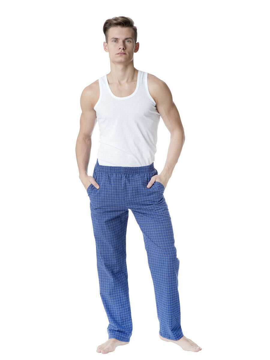 Брюки NL Textile Group, размер 60, синий/белый/клетка