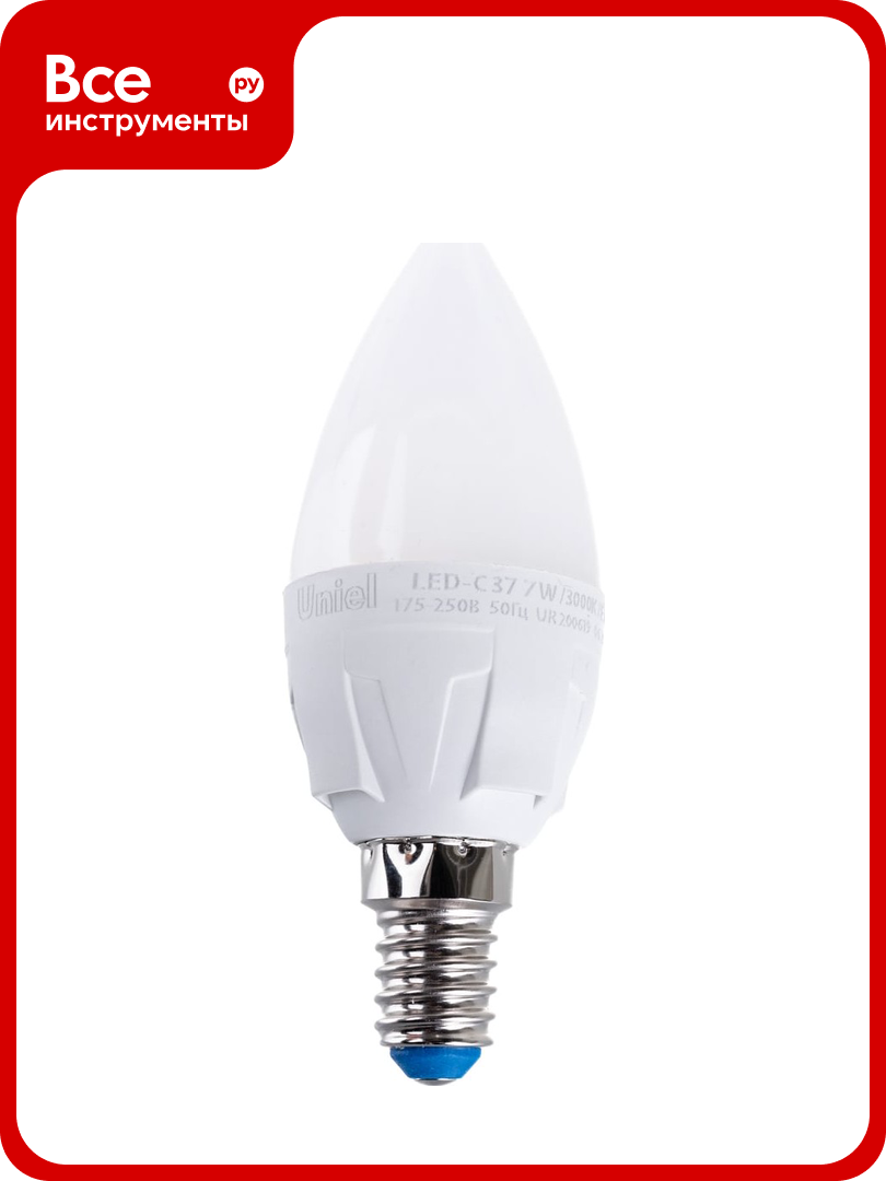 Лампа Uniel LED-C37 7W/3000K/E14/FR/DIM PLP01WH светодиодная диммируемая UL-00004296