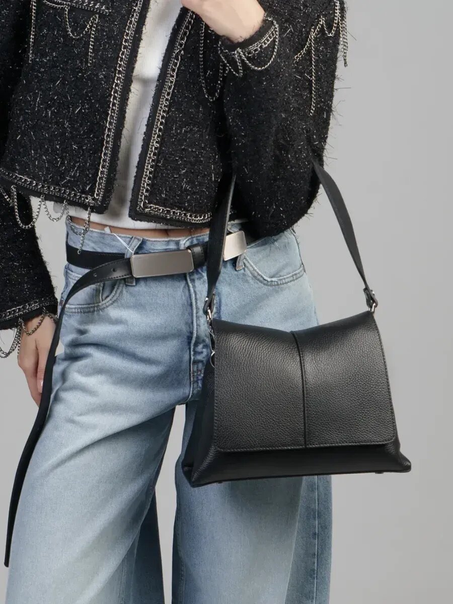 Сумка кросс-боди Paprika Bag Italy, фактура зернистая, черный — фото 1