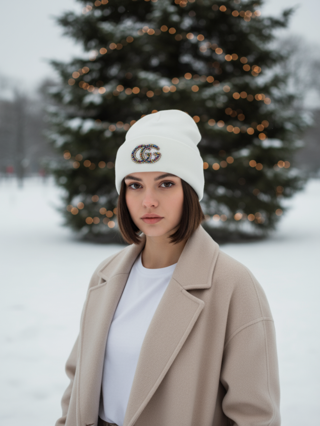 Шапка-бини для взрослых и детей, размер 56, белый — фото 1