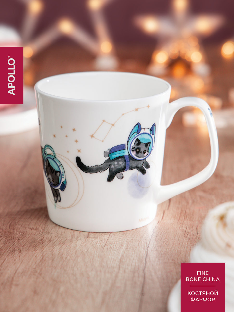 Кружка Apollo объем 370 мл костяной фарфор с рисунком синий