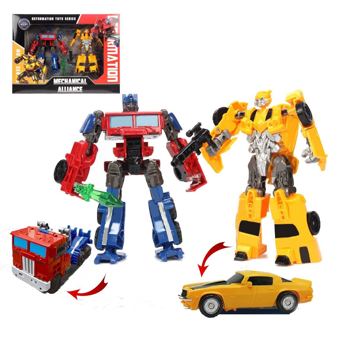 Робот-машина трансформер, яркий дизайн, прочный пластик, подвижные детали