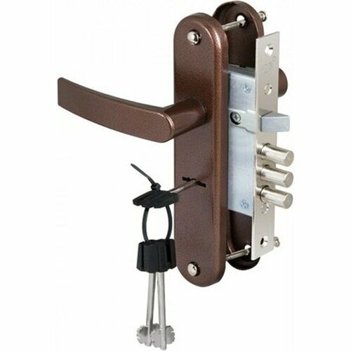 Замок врезной сувальдный с защёлкой в комплекте с ручкой Сам ЗВ9-613 РФ78-00290 медь 3 кл 77315 1710₽