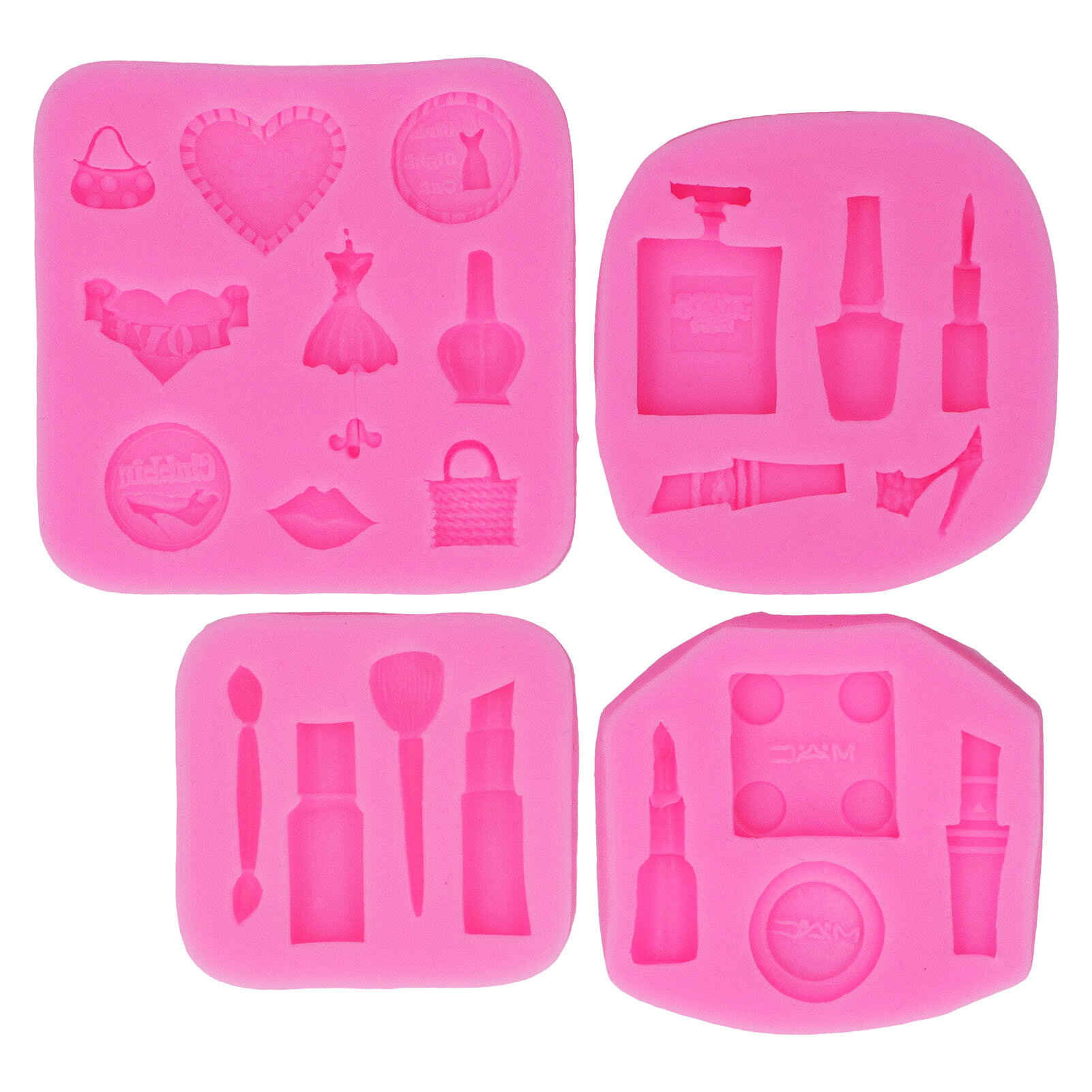 4Pcs Makeup Tools Silicone Molds Food Grade Nonstick Durable Soft Odorless Fondant for Cake Ice Bread