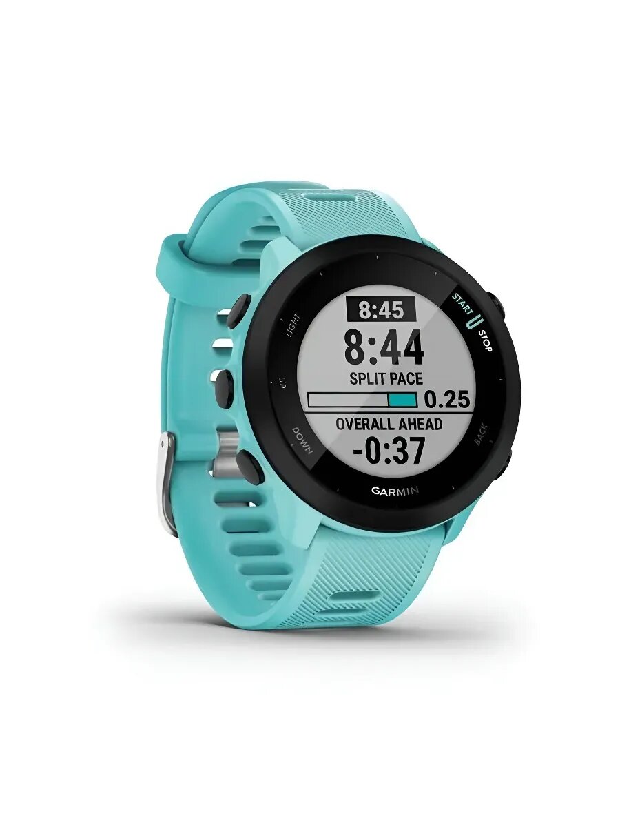 Умные часы Garmin Forerunner 55, цвет аквамарин, GPS, контроль стресса, женский мониторинг — фото 1