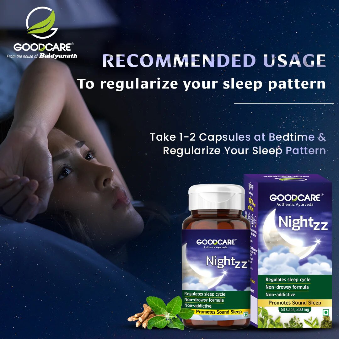 Картинки Найтз Гудкейр Байдьянат при бессоннице, беспокойстве Nightzz Goodcare Baidyanath 60 шт.