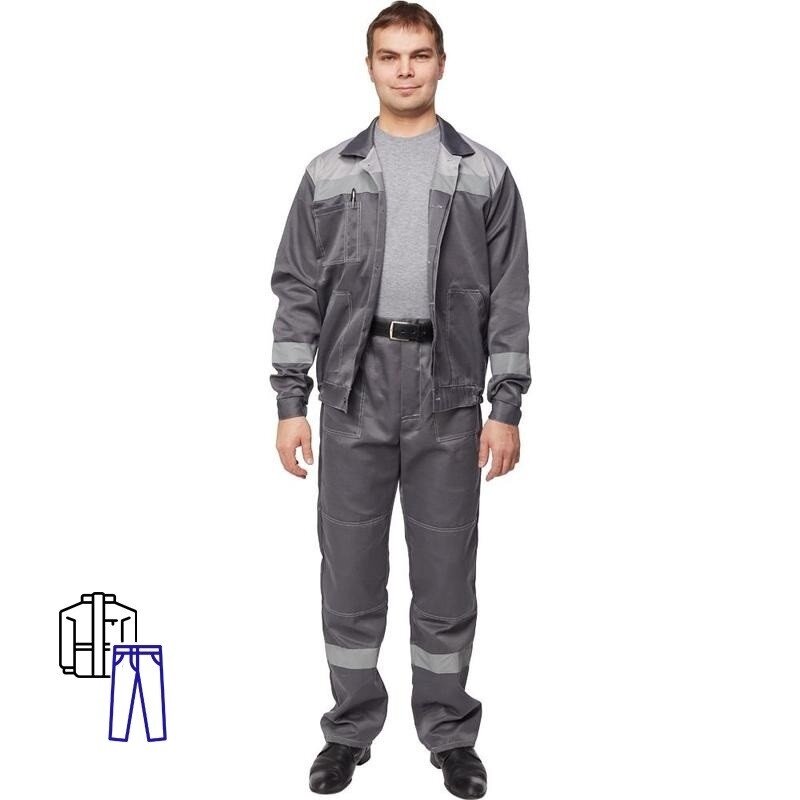 Костюм рабочий КНР летний мужской л22-КБР темно-серый светло-серый размер 44-46 рост 158-164 см (л22-КБР муж т-сер/св-сер)