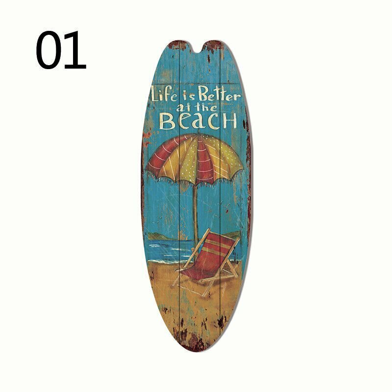 Деревянная доска для серфинга в ретро-стиле настенное украшение для дома бара и пляжа 45x16 см
