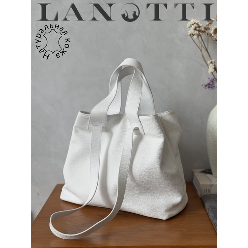 фото Сумка шоппер lanotti, фактура зернистая, белый,