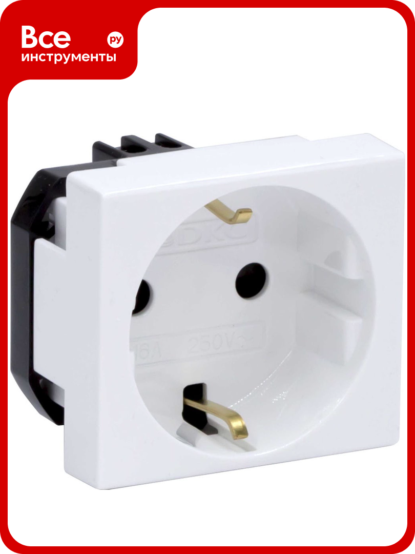 Розетка силовая DKC 2Р Е  со шторками   Viva   2 мод  цвет белый 1 шт 45005