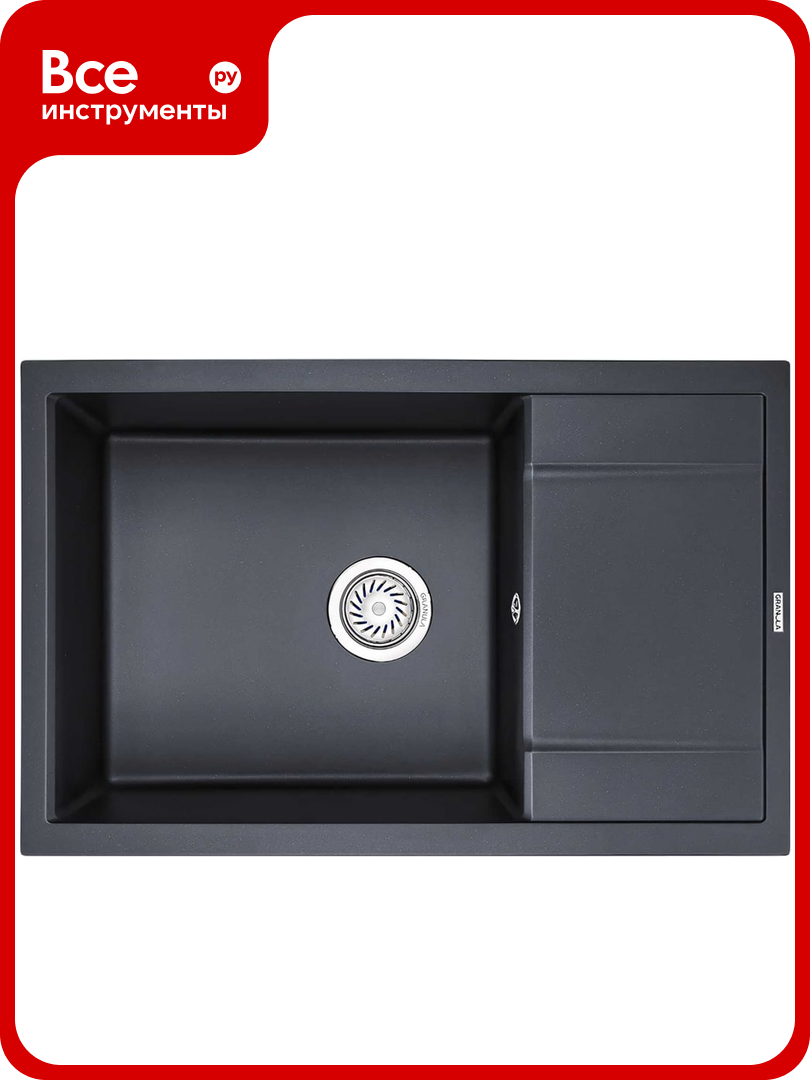 Оборачиваемая кухонная кварцевая мойка GRANULA GR-7805 780х500 мм шварц