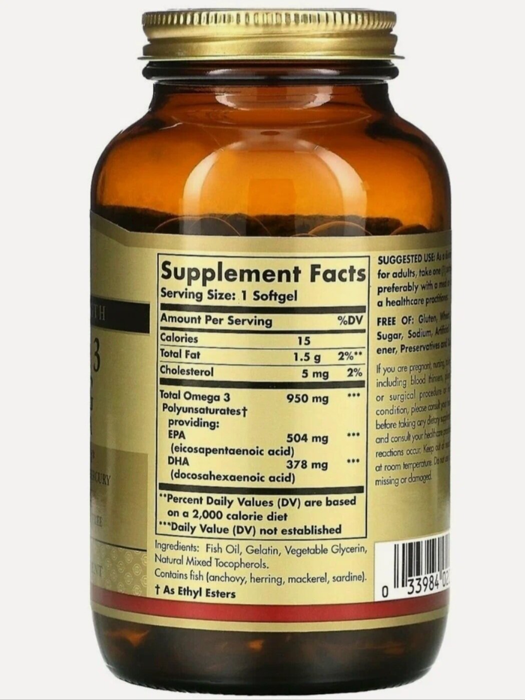 Тройная Омега-3 950 мг (Triple Strength Omega 3 950 mg EPA & DHA)100 капс /срок годности до 03/2028 — фото 1