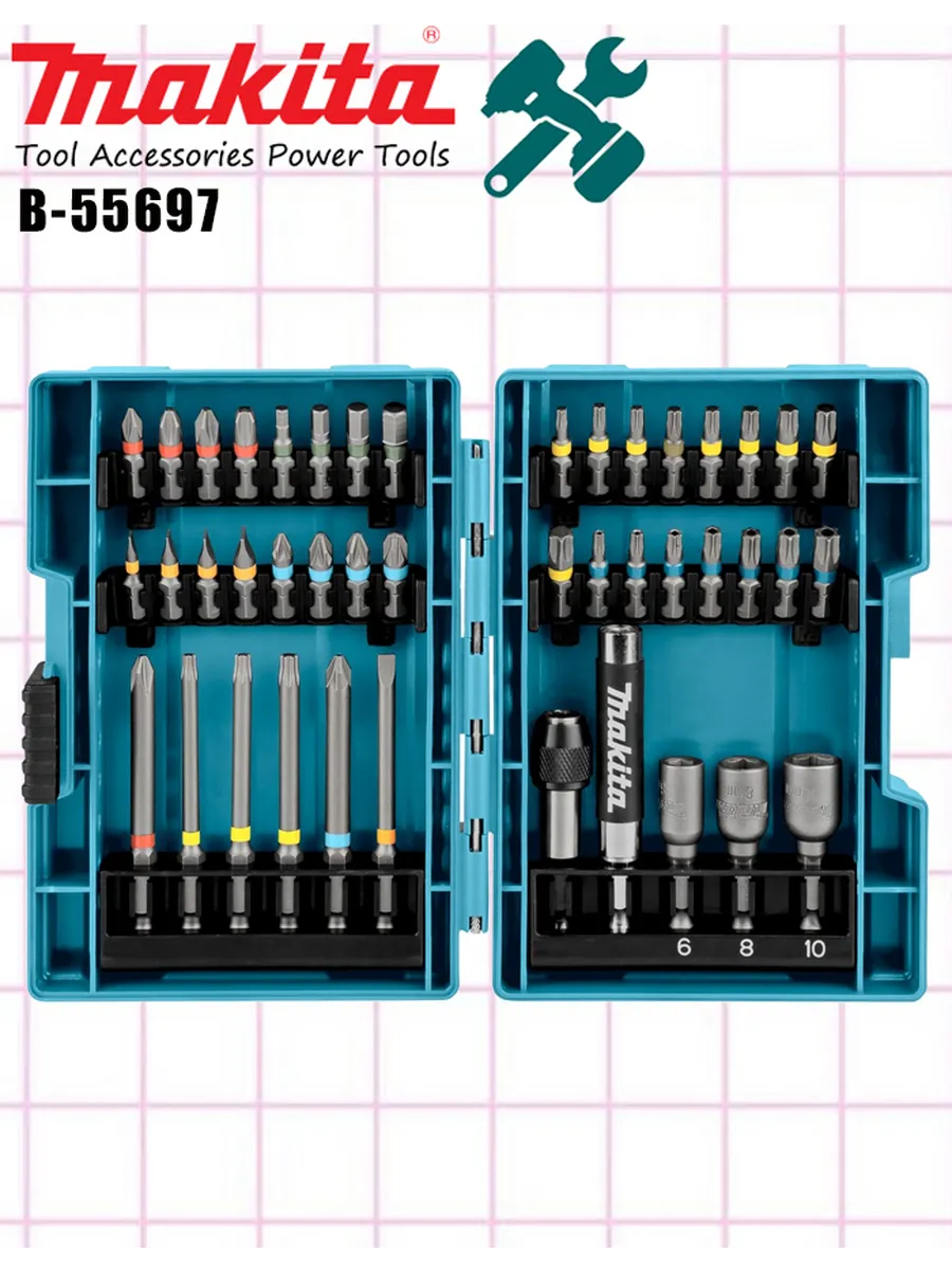 Набор бит Makita B-55697  43 предмета  односторонние  магнитные