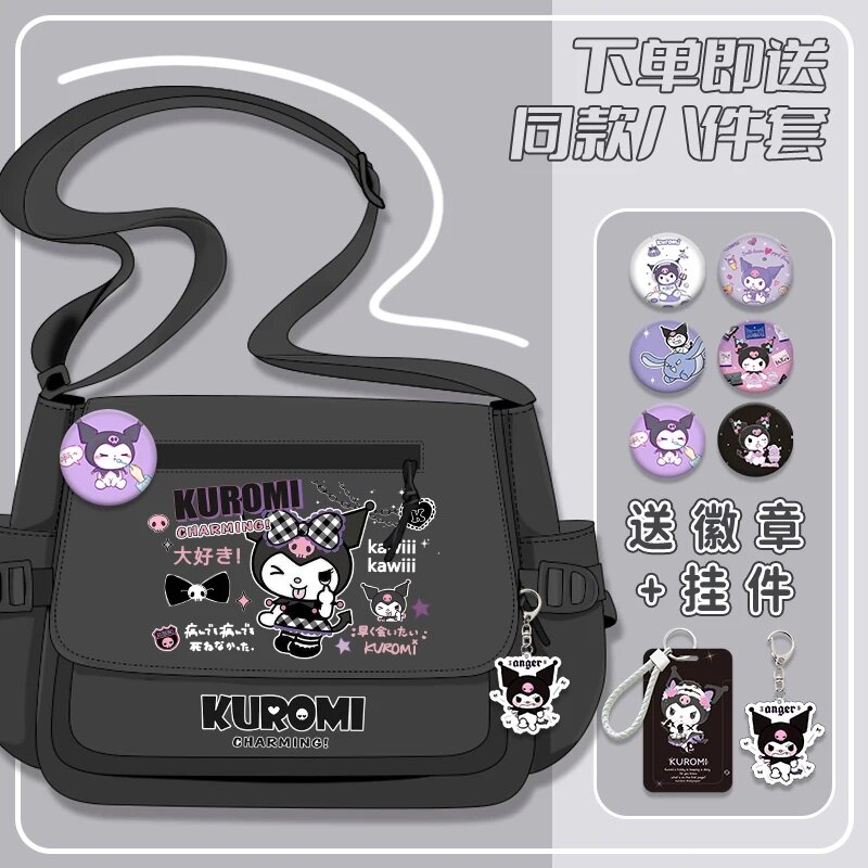 Cartton Kuromi с значками сумка на плечо школьная сумка школьный подарок для мальчиков и девочек сумка-мессенджер через плечо Style 4 Унисекс