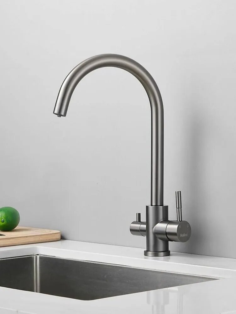Смеситель для кухонной мойки Haiba с подключением фильтра воды HB43828 хром