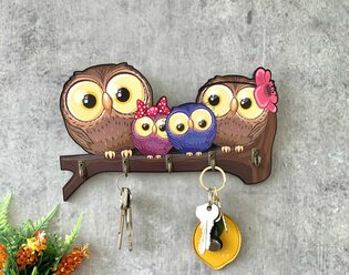 Ключница настенная Семейная "Совы на ветке" Home Decor
