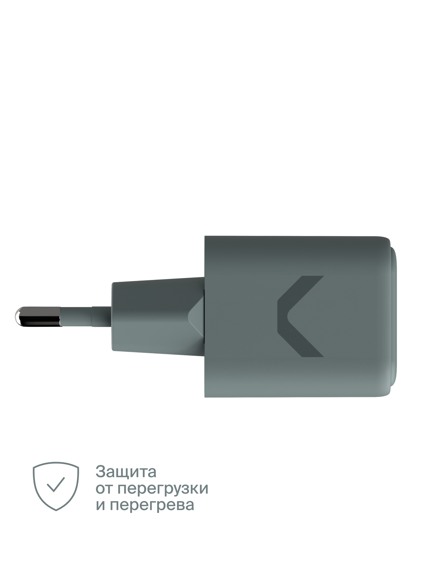 Быстрое зарядное устройство COMMO Core 20 2xUSB-C, 20 Вт, Серо-зелёный — фото 1