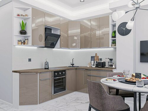 Изображение товара Кухня угловая 2,2*1,8 метра Фьюжн-04, Готовый кухонный гарнитур угловой без столешницы 2340*2200,1800*600 Gallant