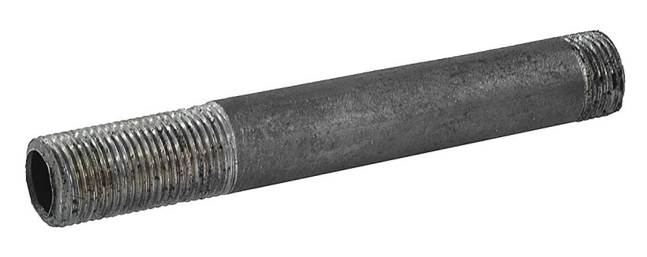 Сгон КАЗ Ду15 прямой удлиненный наружная резьба из стали с оцинкованным покрытием диаметр 1/2дюйма длина 800мм / водоснабжение